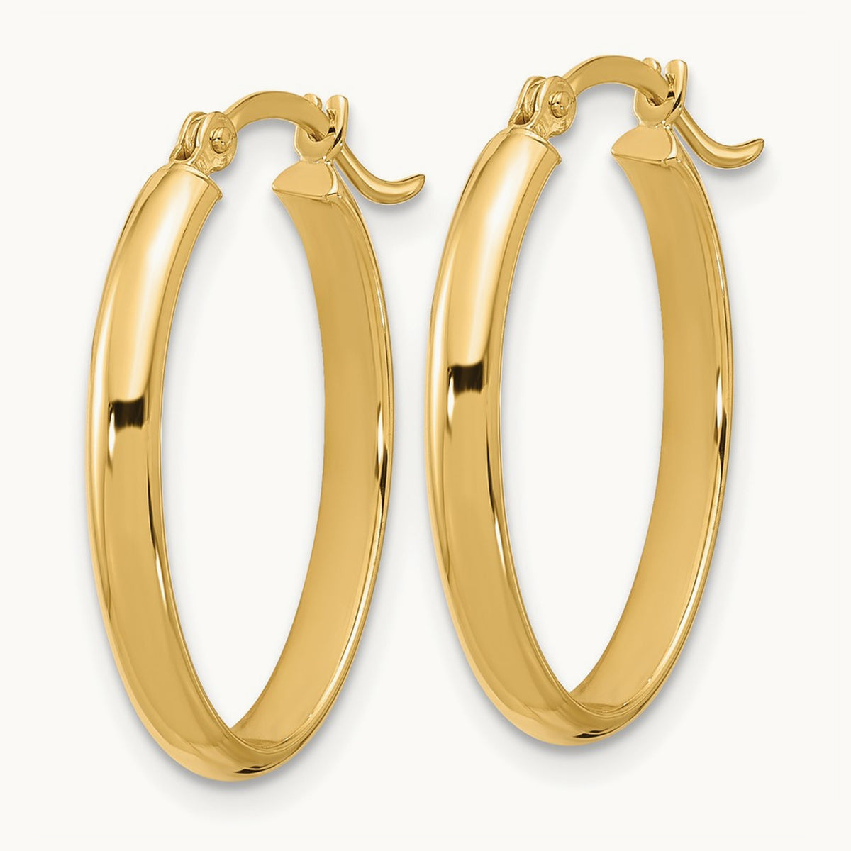 Oval Hoop Earrings — 14K Yellow Gold, 14mm