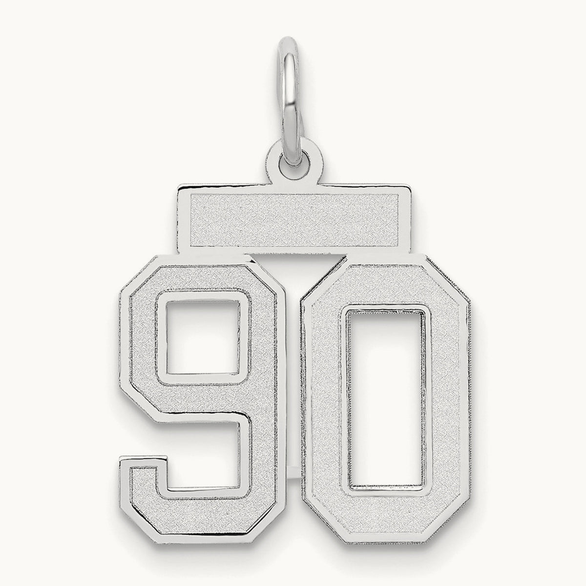 Small Satin Number 90 Charm, 14K White Gold
