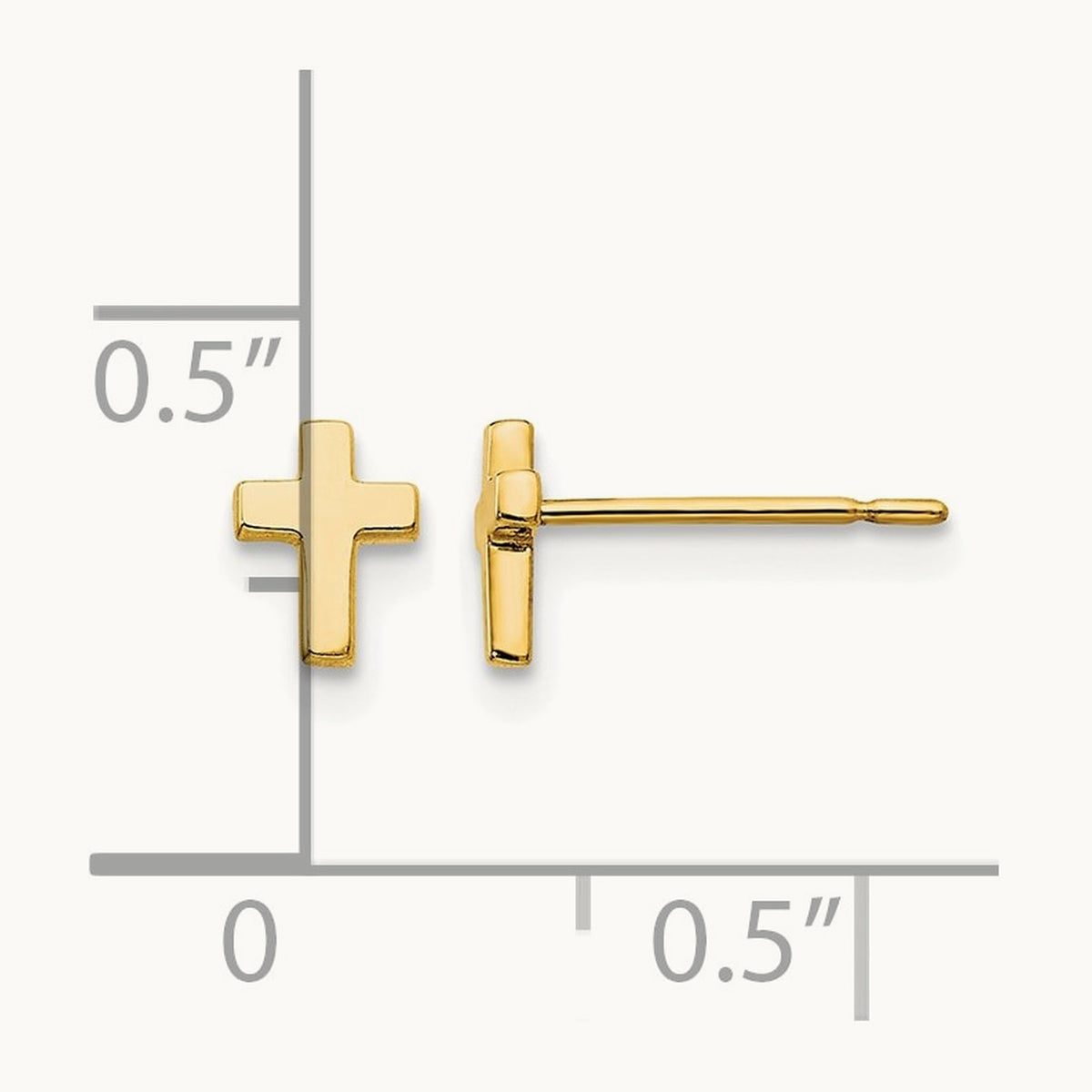 Children's Cross Post Earrings — 14K Yellow Gold
