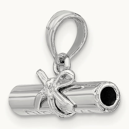3-D DIPLOMA Rolled Up Charm, 14K White Gold