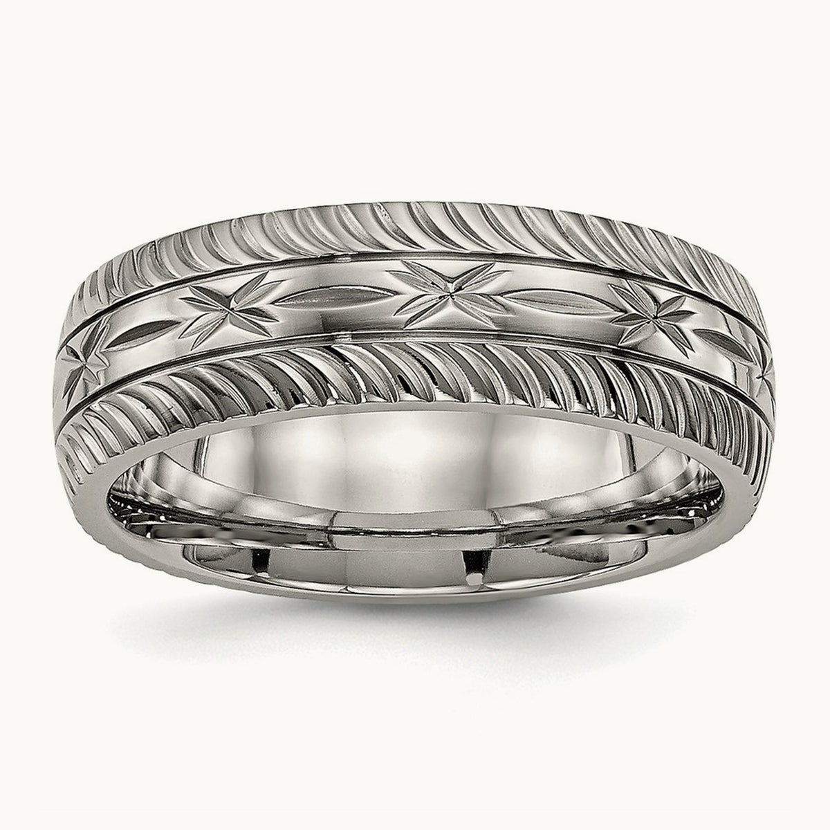Polished Diamond Cut Band — 7mm