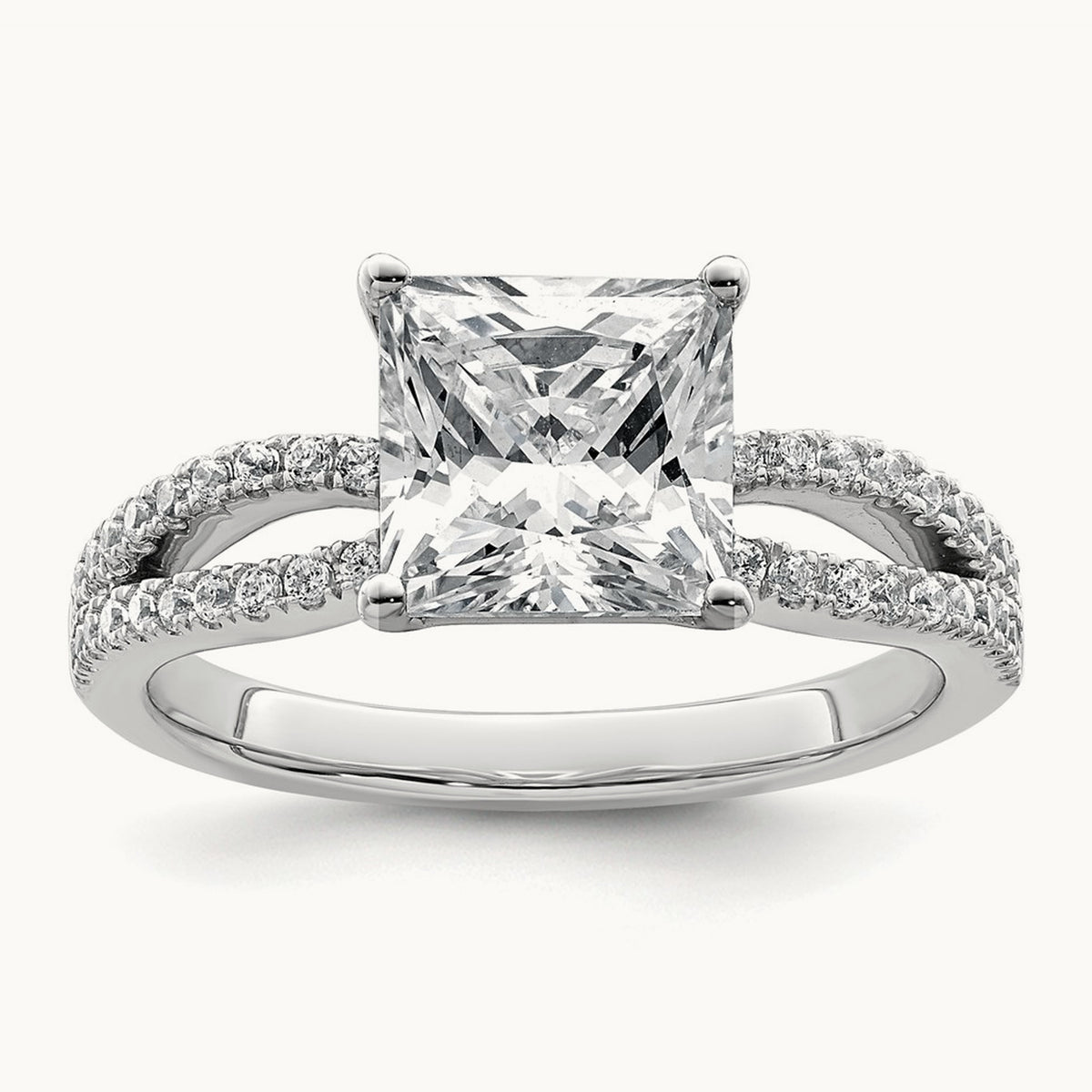 Princess Engagement Ring, 1.25-2.75 ct tw Lab-Grown Diamond — 2 ct, 14K White Gold
