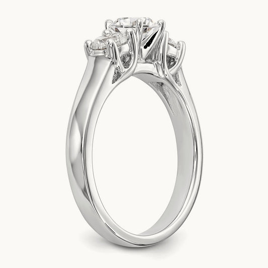 3-Stone Diamond Peg Set Semi-mount Engagement Ring, 14K White Gold