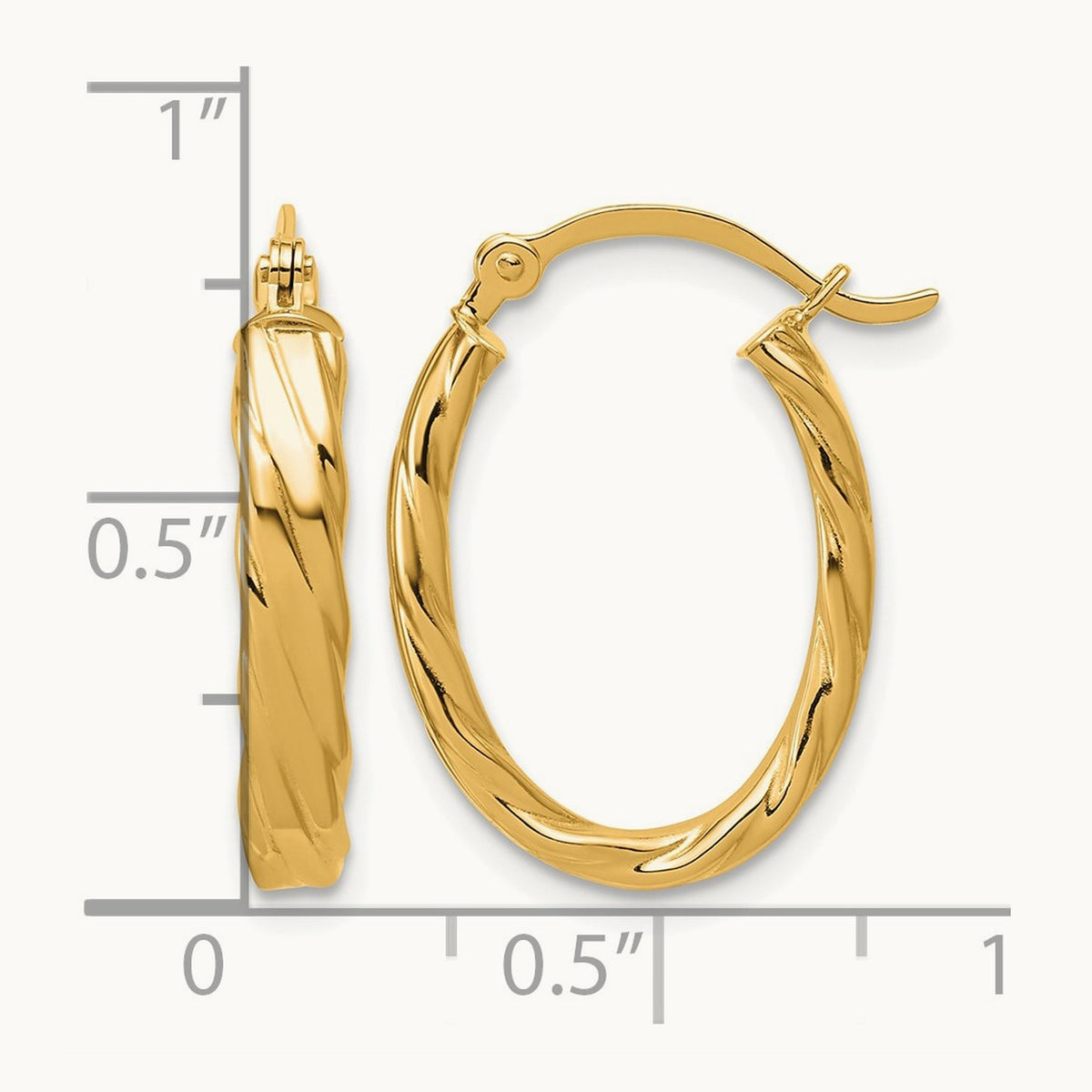 Patterned Oval Hoop Earrings — 14K Yellow Gold