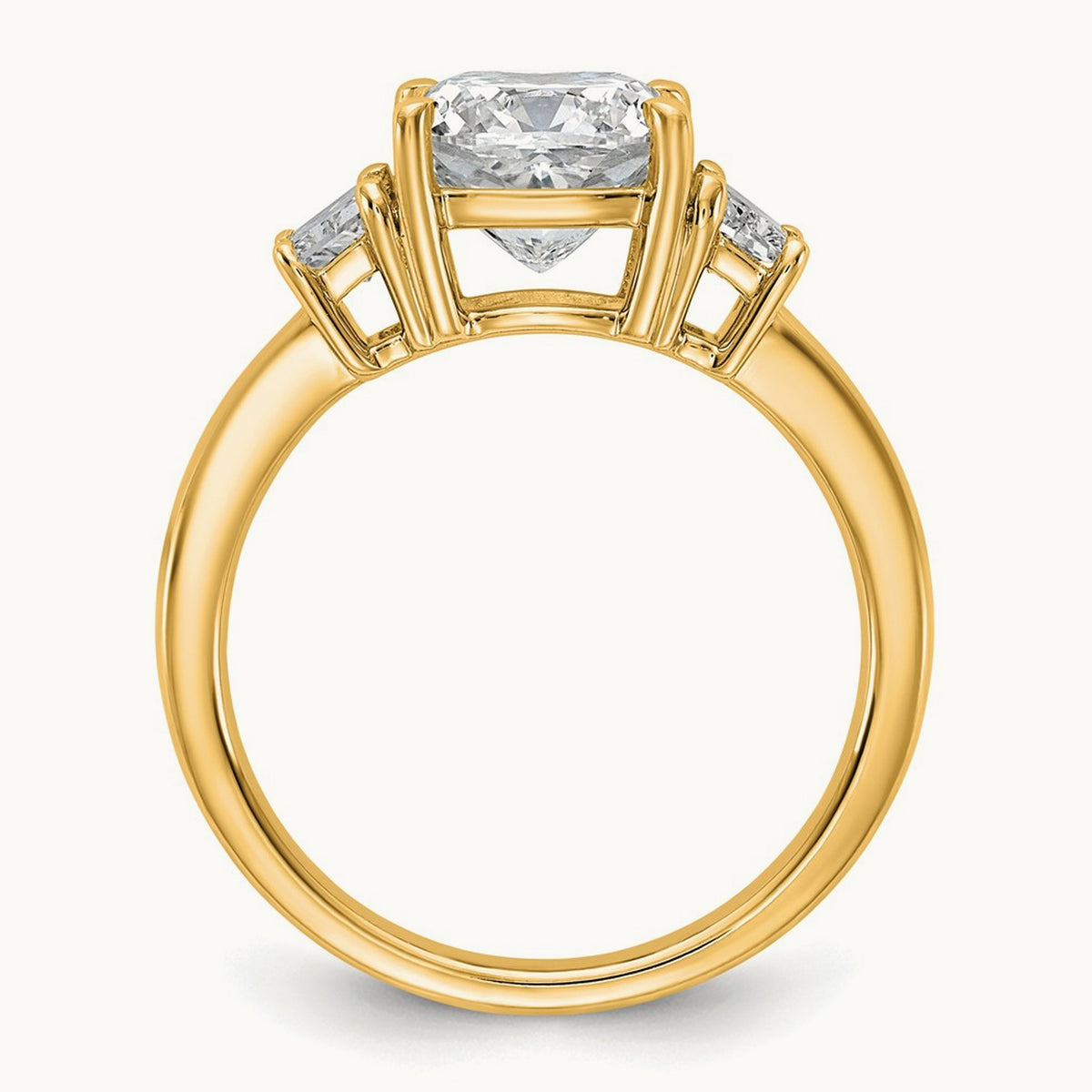 Cushion & 1/2 Moon Engagement Ring — 14K Yellow Gold, 3 1/8 ct, 7