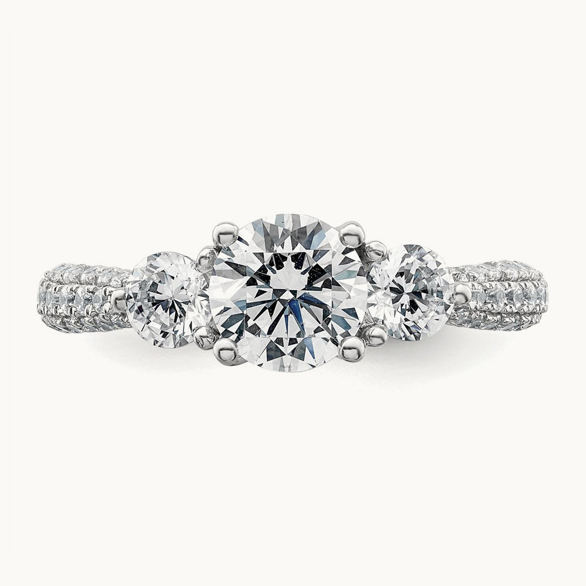 Round 3 Stone Engagement Ring, 0.50-3.75 ct tw Lab-Grown Diamond — 3/4 ct, VS (Best), 14K White Gold