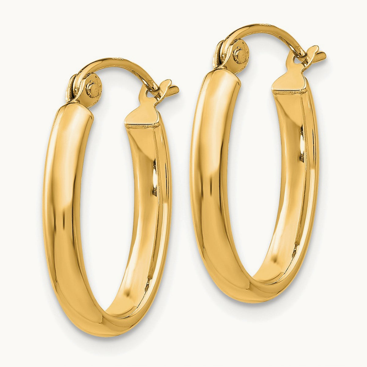 Polished Oval Tube Hoop Earrings — 14K Yellow Gold