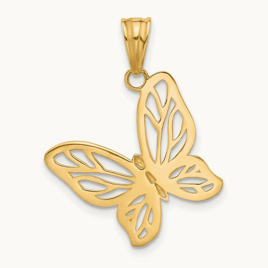 D/C Butterfly Pendant, 14K with White Rhodium