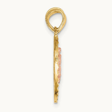 Reversible Lady of Guadalupe&Crucifix Breakapart Pendant, 14K Two-tone