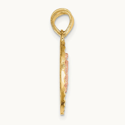 Reversible Lady of Guadalupe&Crucifix Breakapart Pendant, 14K Two-tone