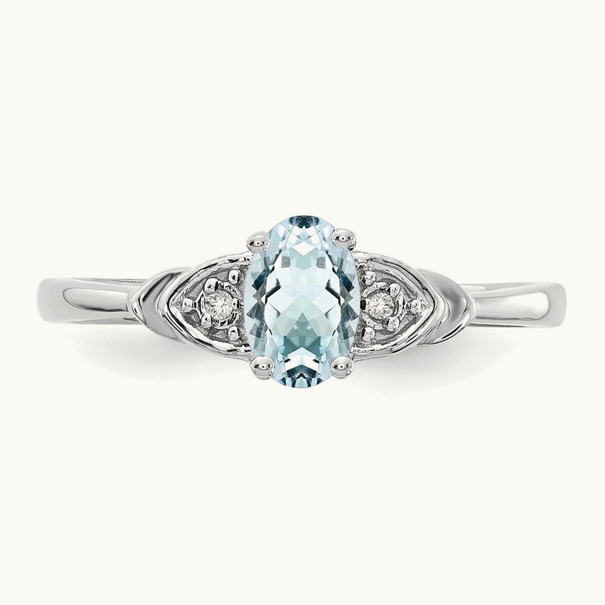 Aquamarine and Diamond Ring, 14K White Gold