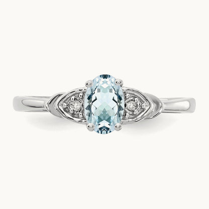 Aquamarine and Diamond Ring, 14K White Gold