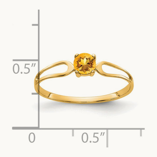 Citrine ring, 4mm, 14K