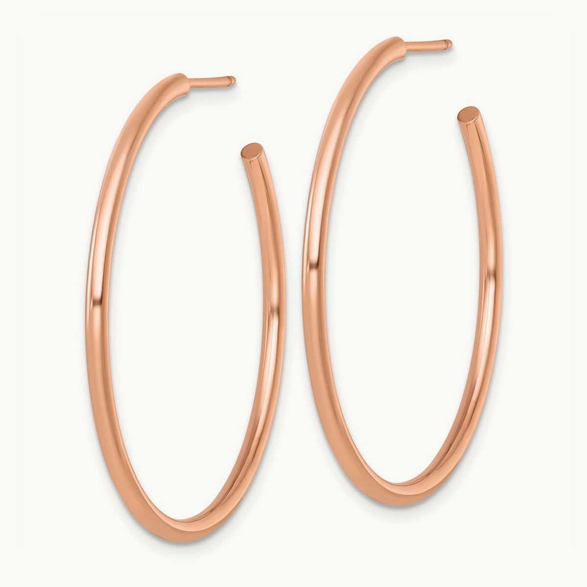 2.0 x Polished Post Hoop Earrings — 14K Rose Gold