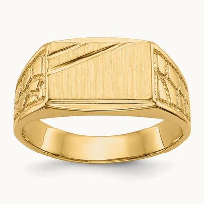 Open Back Mens Signet Ring — photo set