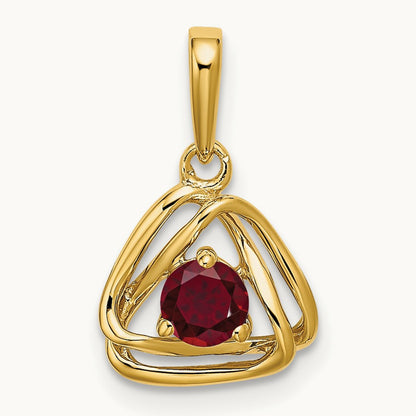 Created Ruby Triangle Pendant — 14K Yellow Gold