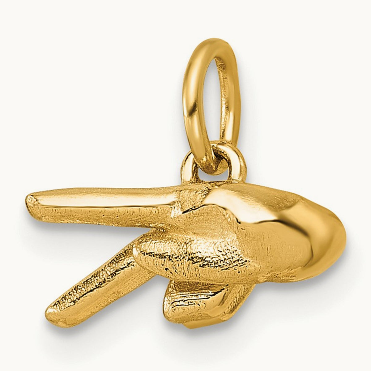 American Sign Language Alphabet Fingerspelling Sign P Pendant, 14K