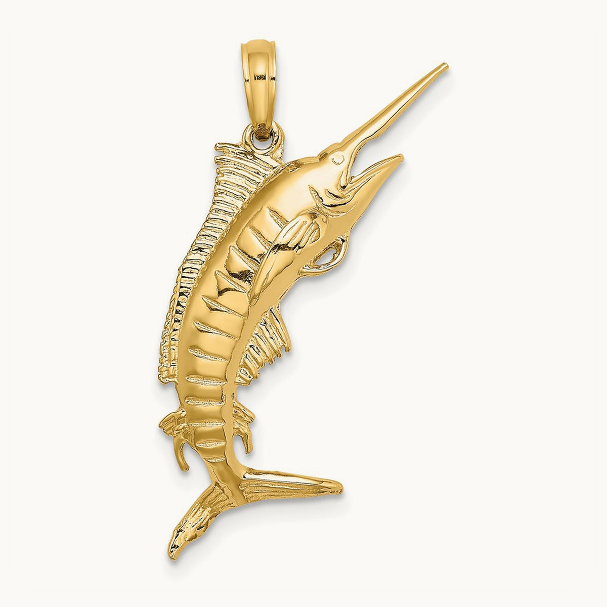 3-D Polished Blue Marlin Charm, 14K