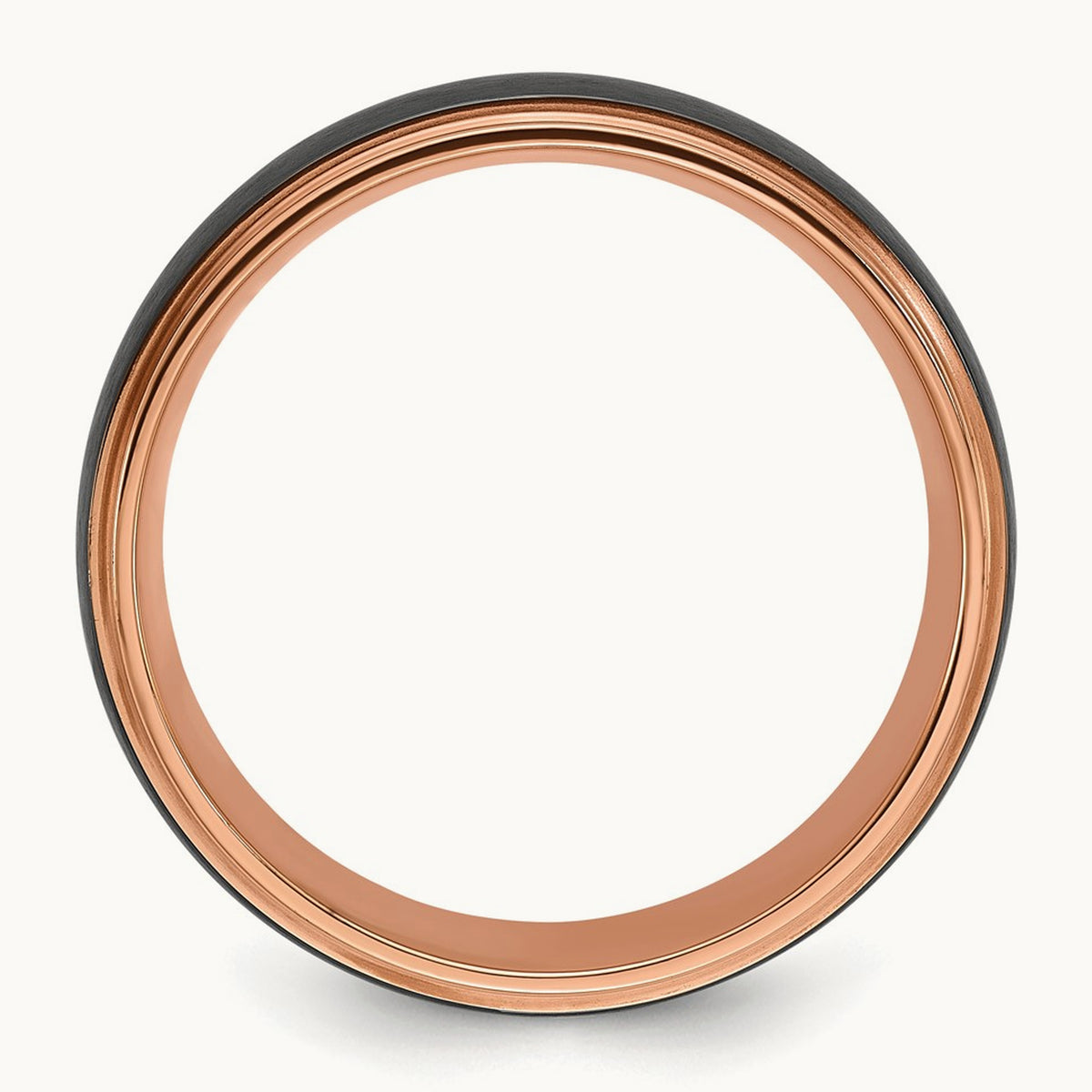 Black Zirconium Brushed and Polished Rose IP-plated Band, 8mm