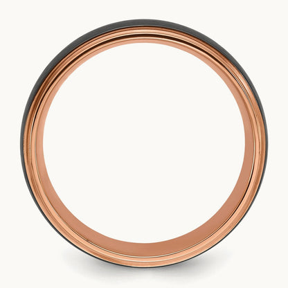 Black Zirconium Brushed and Polished Rose IP-plated Band, 8mm