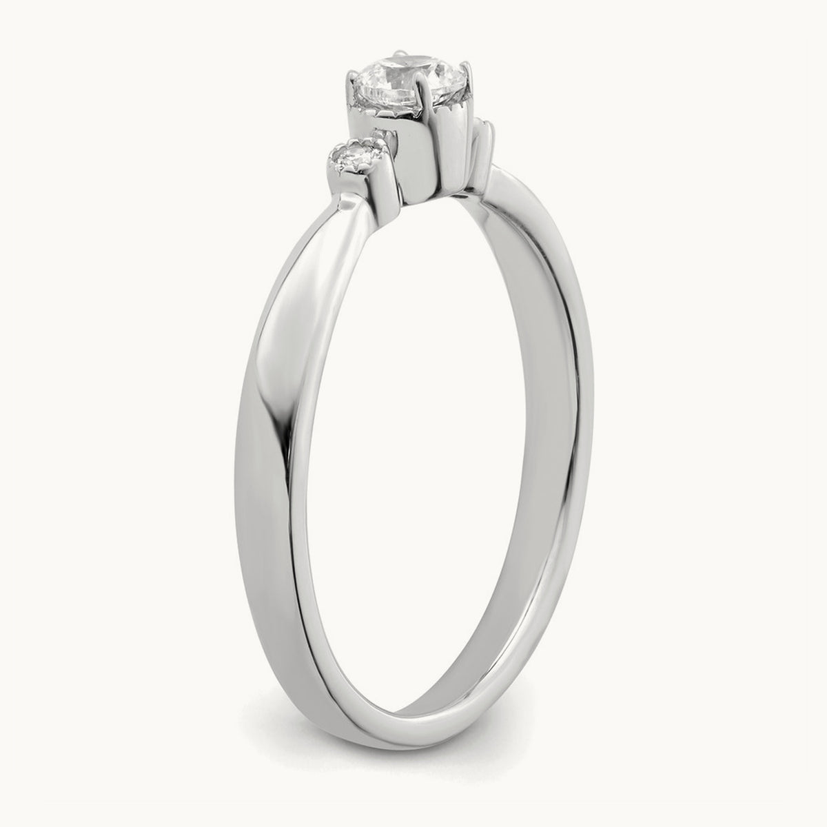 Petite Beaded Edge Round Complete Diamond Ring — 14K White Gold, 0.246 ct, 7