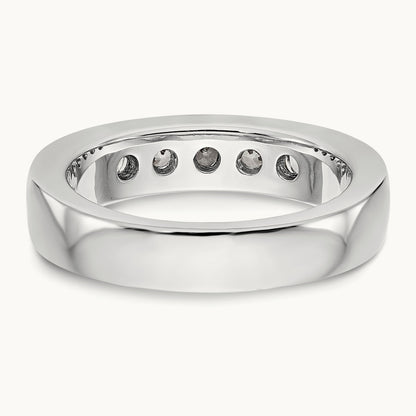 5-Stone Diamond Channel Band, 14K White Gold