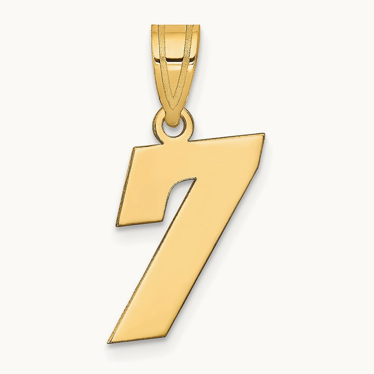 Polished Block Number 7 Pendant, 14K