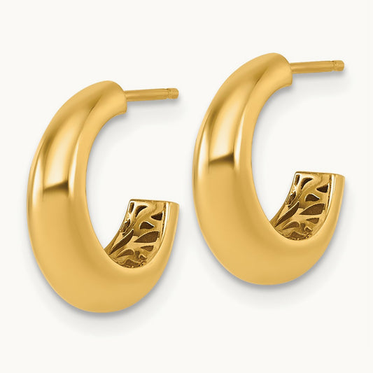 Polished C-Hoop Post Earrings, 14K