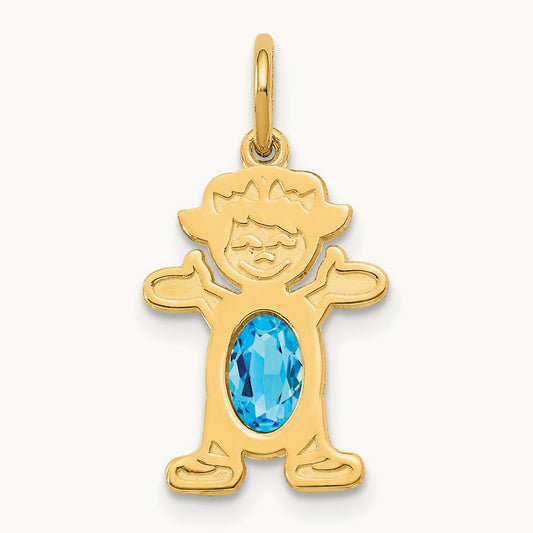Girl 6x4 Oval Genuine Blue Topaz-December — 14K Yellow Gold