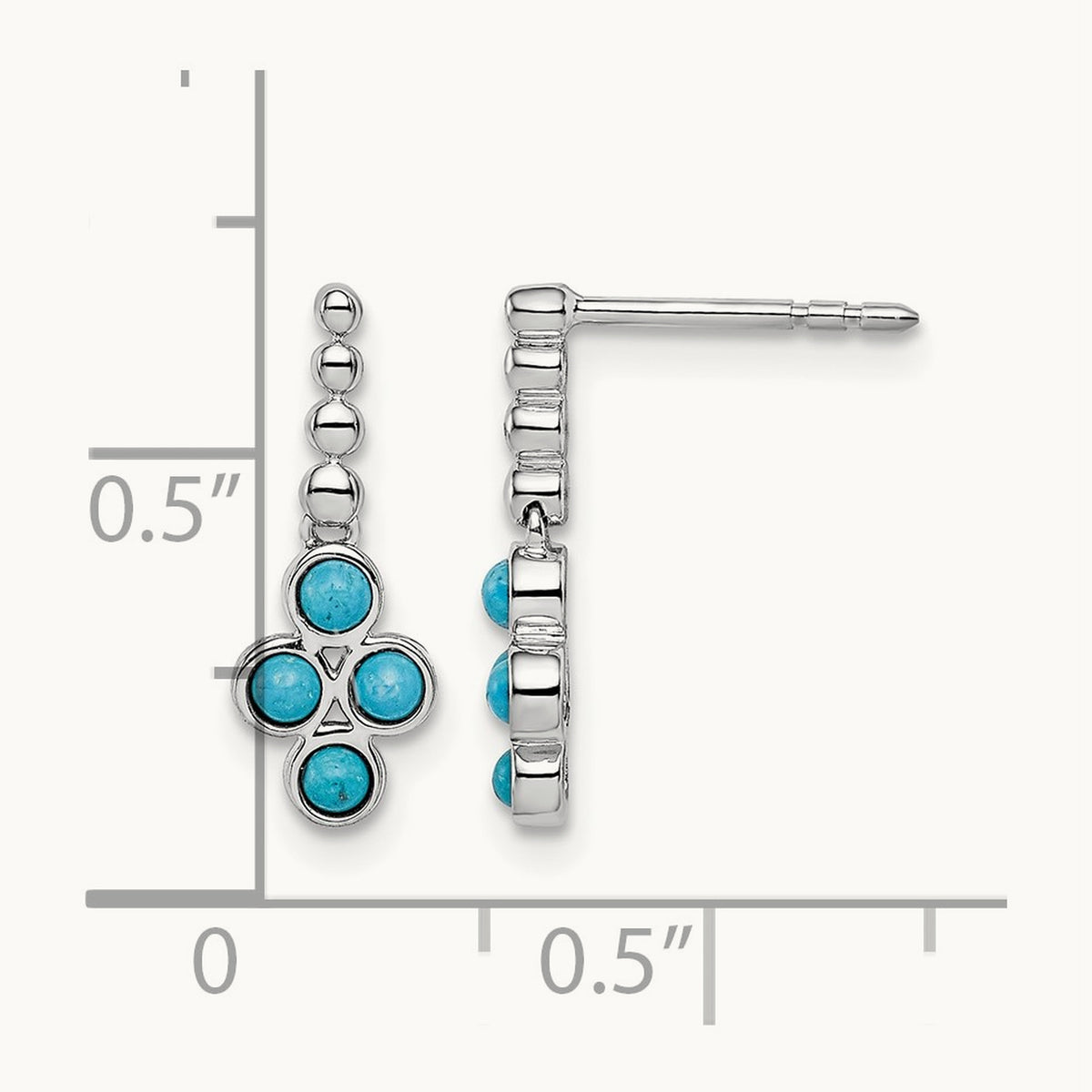 Turquoise Earrings, 14K White Gold