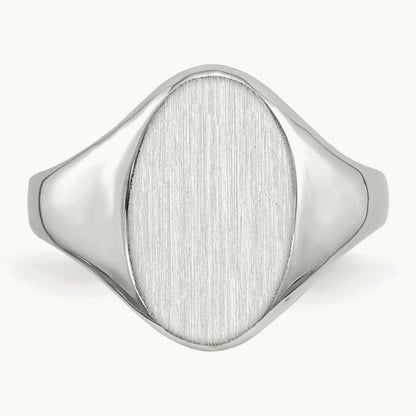 9.0x14. Closed Back Signet Ring, 0mm, 14K White Gold