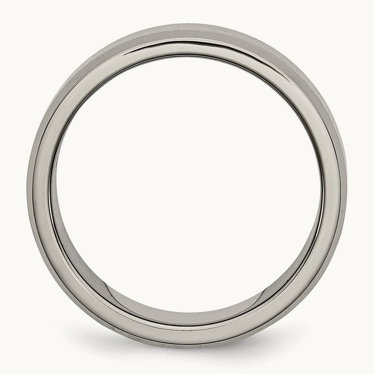 Brushed Center Cross Design Beveled Edge Band — 8mm (2)