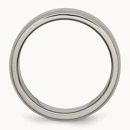 Titanium Brushed Center Cross Design 8mm Beveled Edge Band