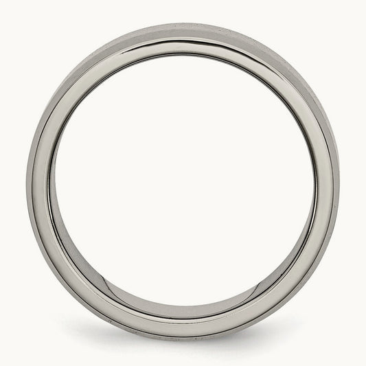 Titanium Brushed Center Cross Design 8mm Beveled Edge Band