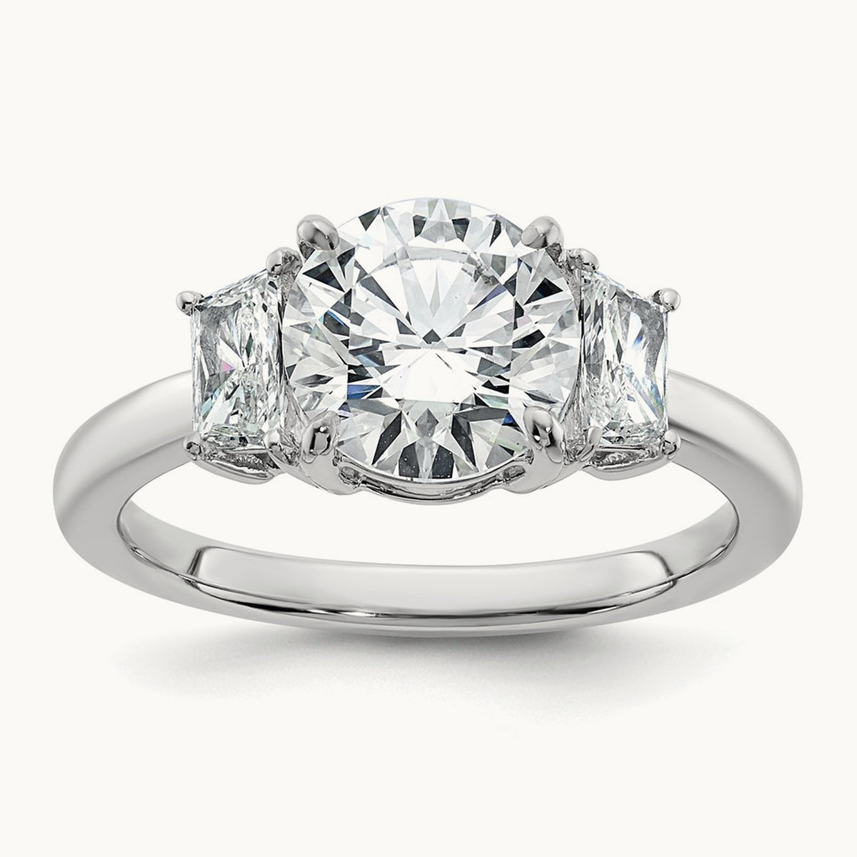 Trapezoid Sidestones Engagement Ring, 0.25-3.75 ct tw Lab-Grown Diamond — 2 1/2 ct, VS (Best) · Certified, 14K White Gold