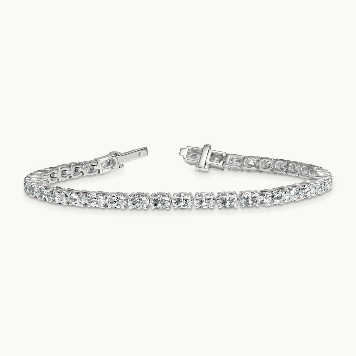 Oval Tennis Bracelet, 7.00 ct tw Lab-Grown Diamond — 14K White Gold
