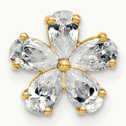Flower Chain Slide Pendant, 1-2 ct Lab-Grown Diamond — 14K Yellow Gold