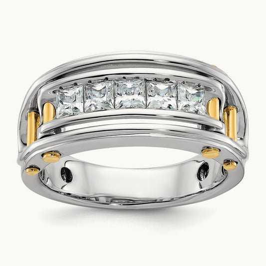 5 Stone Men's Ring, 1.00 ct tw Lab-Grown Diamond