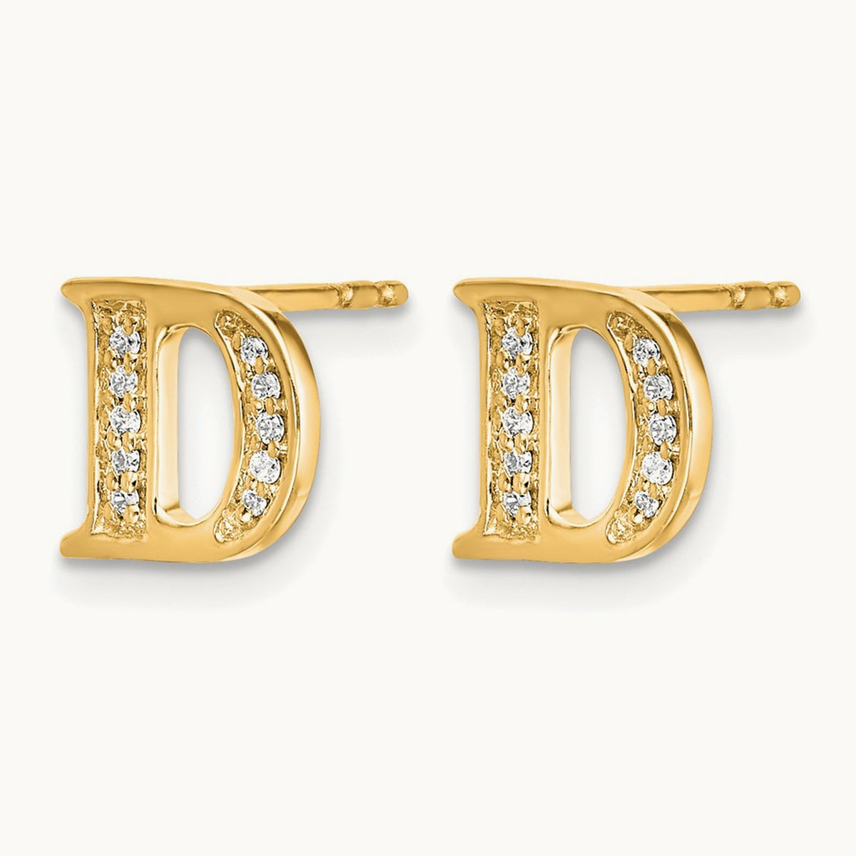 Diamond Earrings — 14K Yellow Gold, 8mm, D