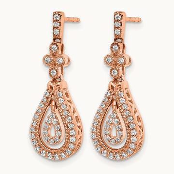 Polished Diamond Post Earrings, 14K Rose Gold
