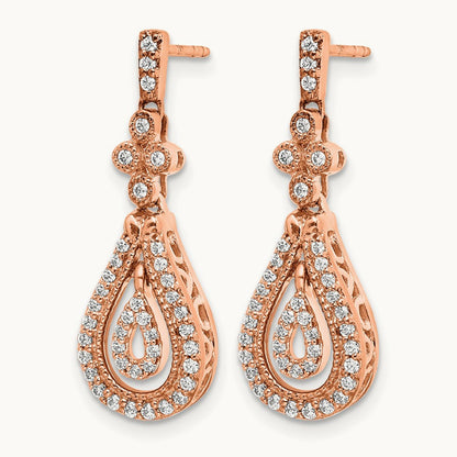 Polished Diamond Post Earrings, 14K Rose Gold