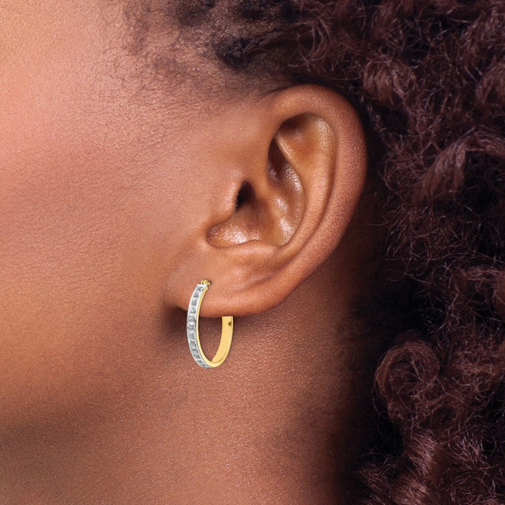 Diamond Fascination Diamond Dust/Accent Hoop Earrings — 21mm