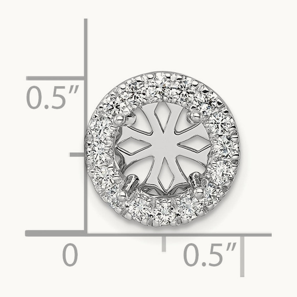 Semi-Mount Round Halo Chain Slide, Lab-Grown Diamond — for 1/2 ct center, 14K White Gold