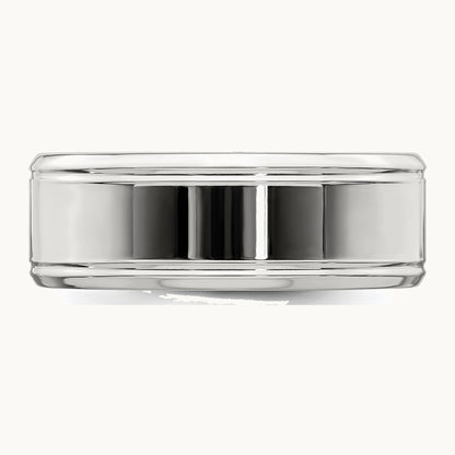 Sterling Silver 6mm Polished Flat Beveled Edge Fancy Band