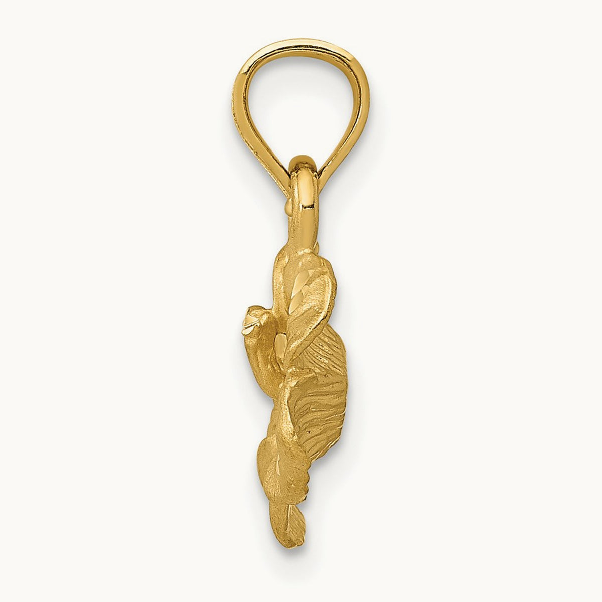 Satin Diamond-cut Hibiscus Flower Pendant, 14K