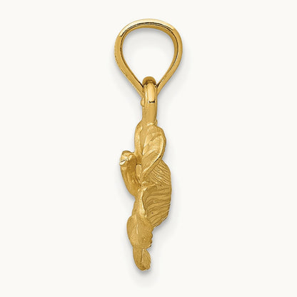 Satin Diamond-cut Hibiscus Flower Pendant, 14K