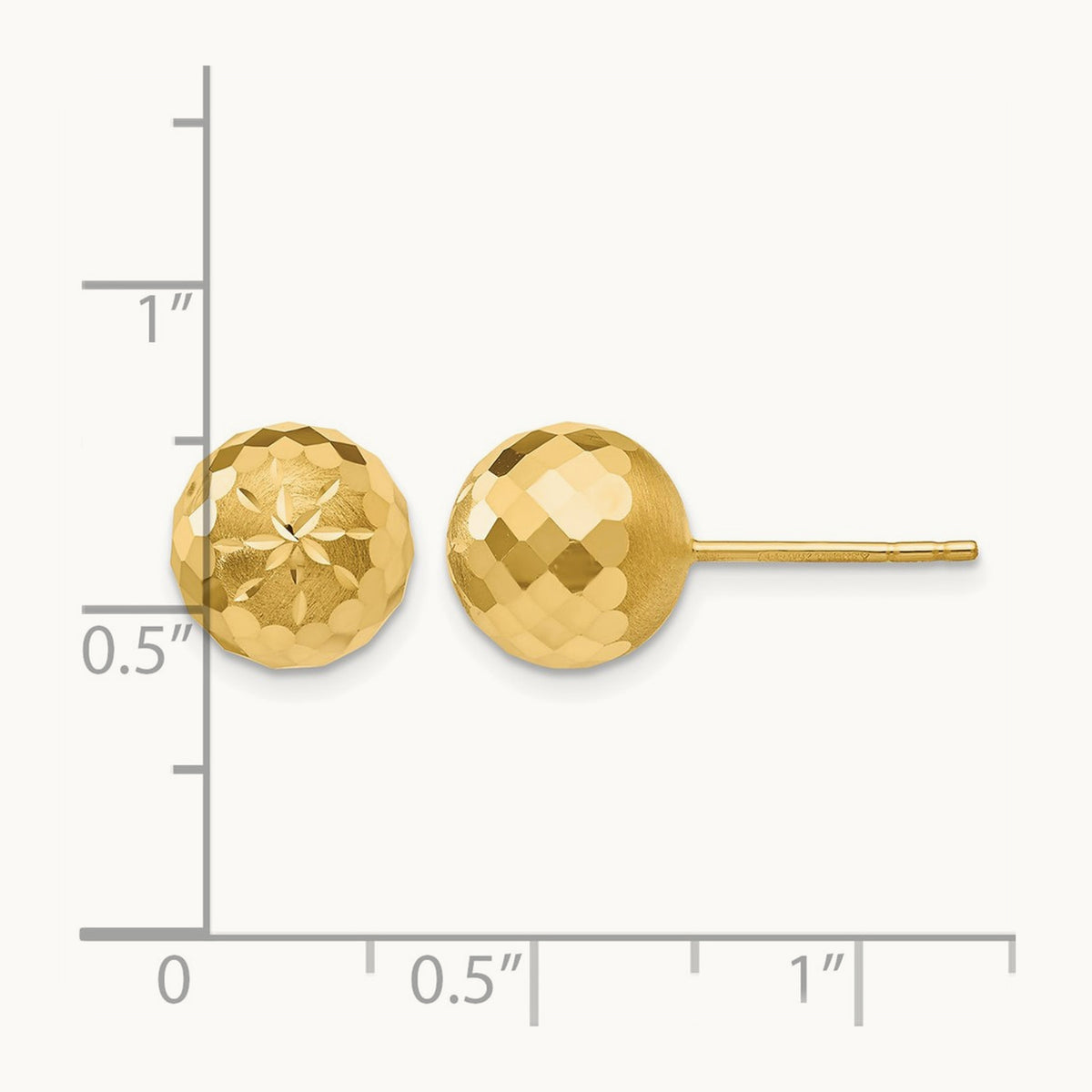 Diamond-cut Mirror Ball Post Earrings — 9mm