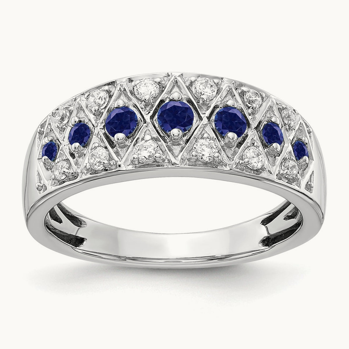 Created Sapphire Ring, 0.20 ct tw Lab-Grown Diamond