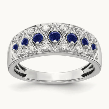 Created Sapphire Ring, 0.20 ct tw Lab-Grown Diamond