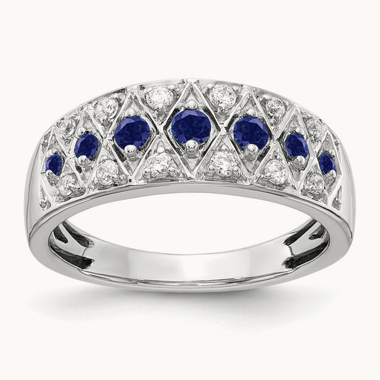 Created Sapphire Ring, 0.20 ct tw Lab-Grown Diamond